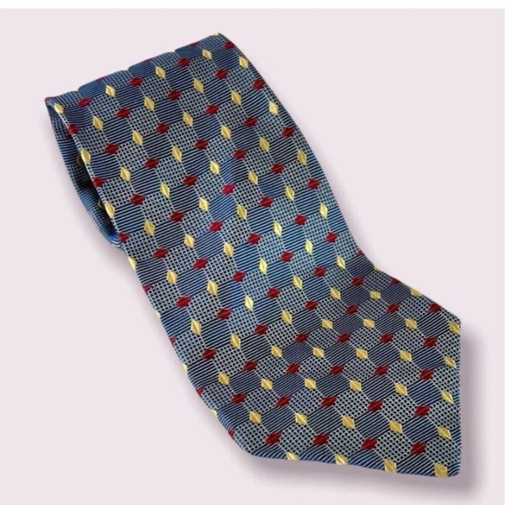 TOMMY HILFIGER Tie CREST FLAG LION Blue Yellow Red Silk NWT